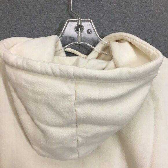 LAB STUDIO Womens Hoodie Size Large Kangaroo Pocket Ivory Fleece Lining - Picture 9 of 15